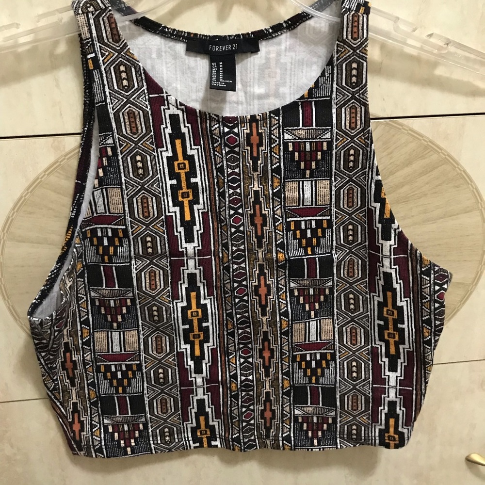 Forever 21 tribal print crop top